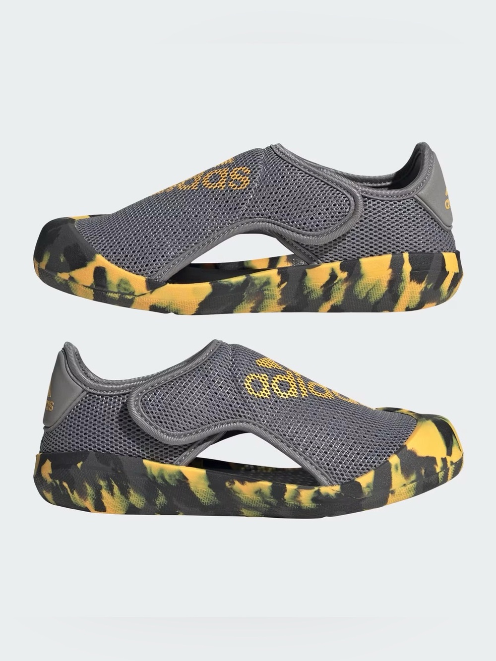 Adidas Altaventure Kids Size 11 Gray Yellow Camo Mesh Swim Water Sandals NWOT